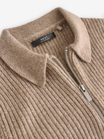 Поло на молнии с длинным рукавом вязаное для мальчика Next K84-146, Бежевый