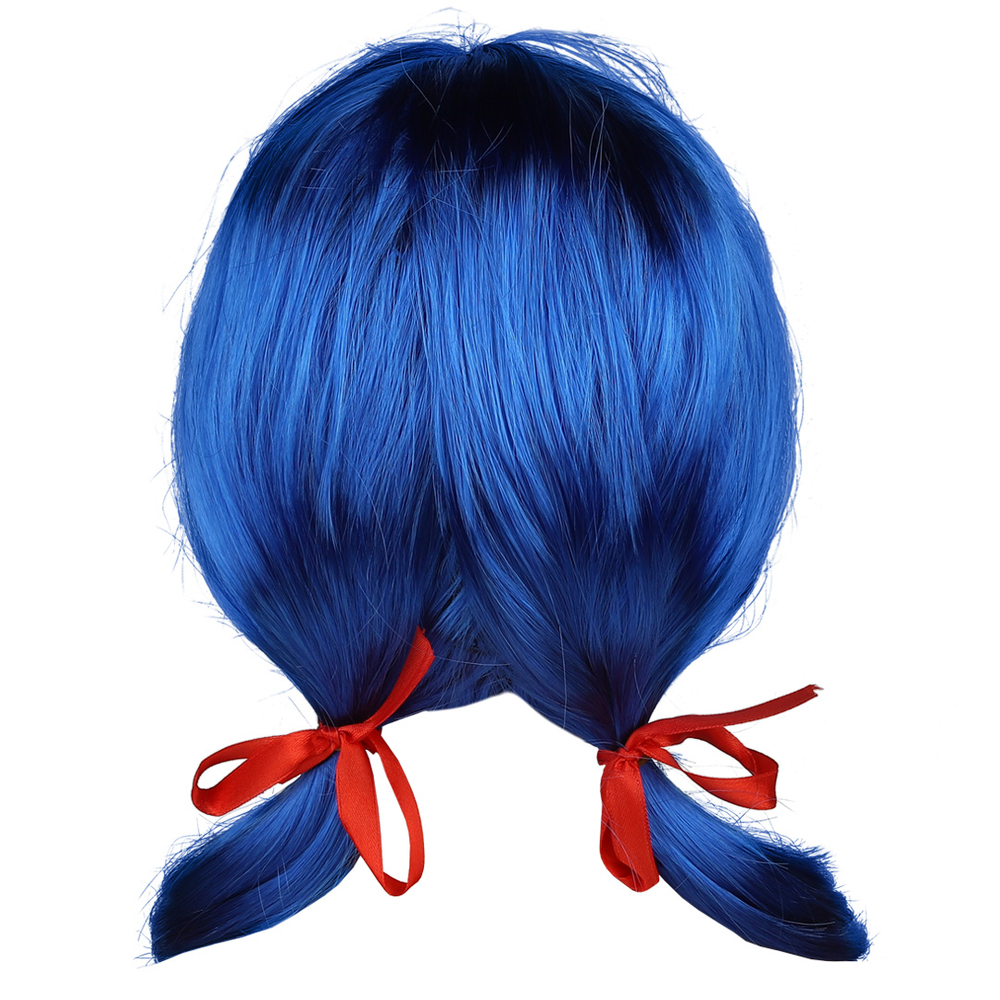 Парик карнавальный, 160 гр, Хвостики Маринетт, Синий