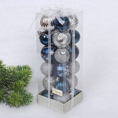 Набор шаров "Christmas" 5 см + 4 см-24 предм. Сапфир/Серебро