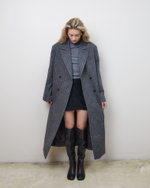 Пальто с дополнительными петлями из шерсти Стелла Маккартни полоска серый