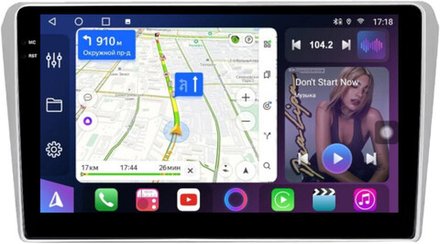 Магнитола для Toyota Avensis T250 2003-2009 (рамка серебро) - FarCar BM3049M монитор 9.5" QLED на Android 14, TS10, 4+32Гб, CarPlay, 4G SIM-слот