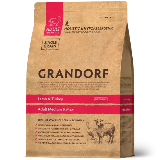 Grandorf для взрослых собак ягнёнок с индейкой для средних и крупных пород 10 кг