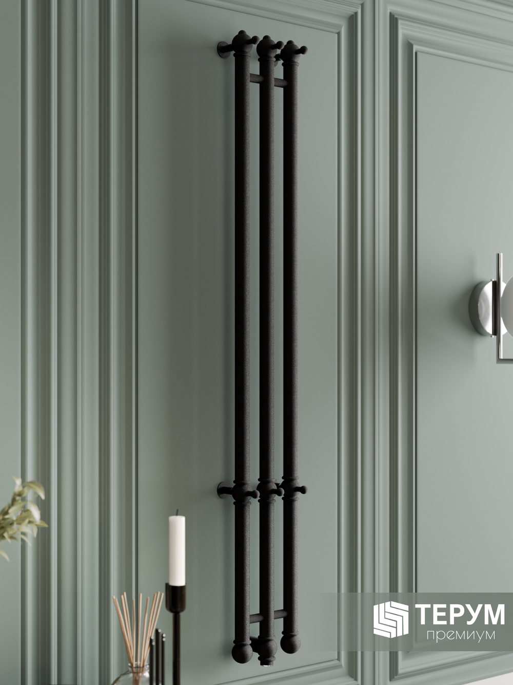 Полотенцесушитель Vintage 3 120х16 Черная кожа