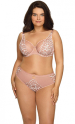 Бюстгальтер на косточках с мягкой чашкой и молочной контрастной отделкой (Размер: 65F) (Цвет: бежевый)