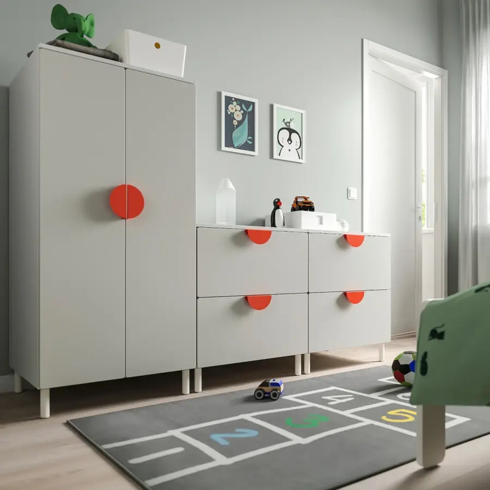 Шкаф - PLATSA/ SMÅSTAD / SMАSTAD  IKEA/ ПЛАТСА/СМОСТАД  ИКЕА, 180x57x133 см, белый/серый
