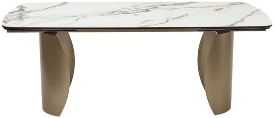 Стол BRONTE 200 раскладной KL-188 Контрастный мрамор матовый, итальянская керамика/ Шампань