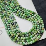 Варисцит в породе, бусины кубик, ювелирная грань, 4.1 - 4.3мм, нить 19см (1/2)