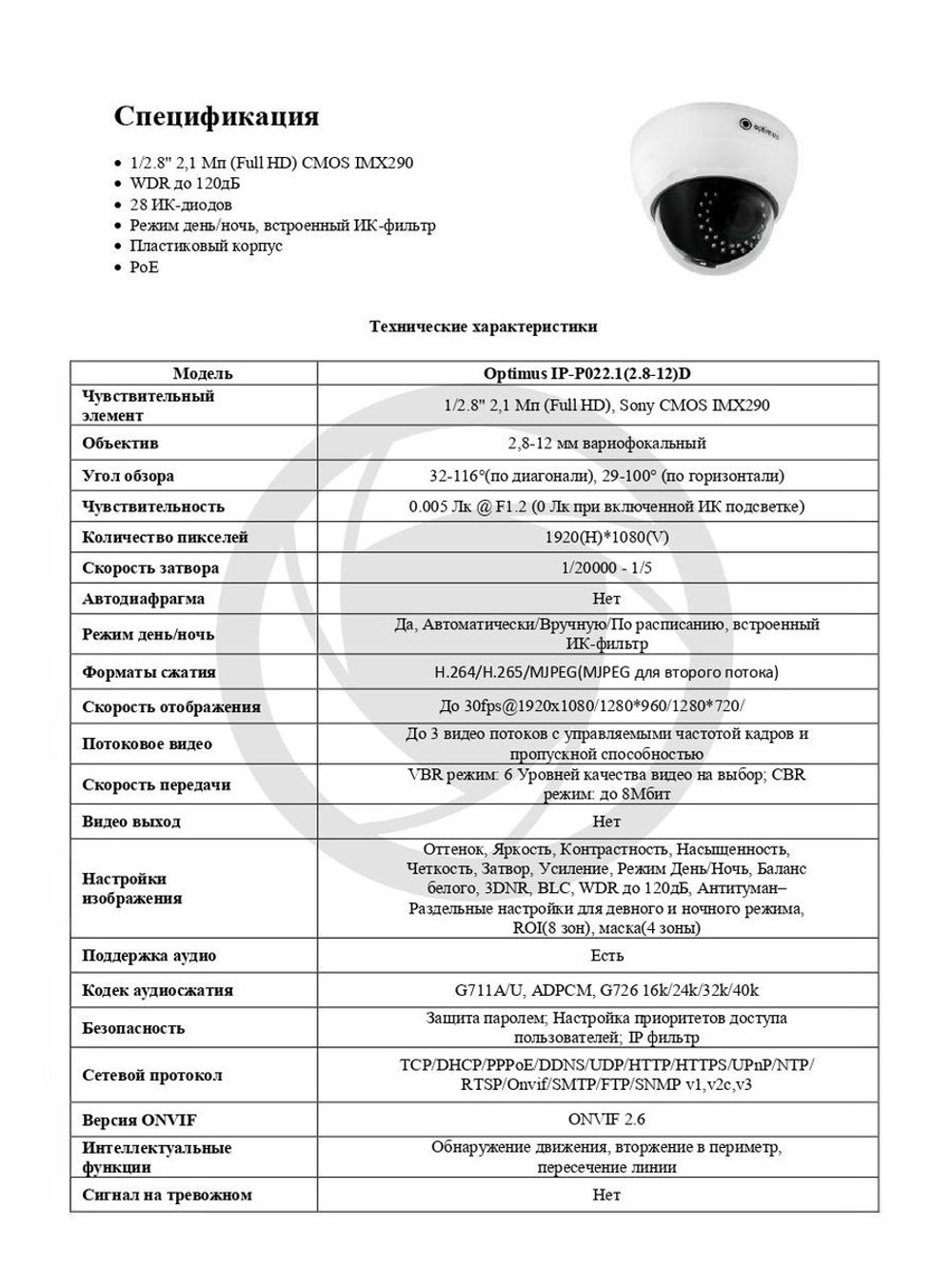 Видеокамера Optimus IP-P022.1(2.8-12)D