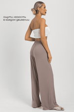 Брюки-палаццо для дома Шелк вискозы (латте) Б14499-52М LT Collection