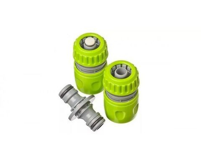 Набор для полива 3 предмета (коннектор 1/2 аквастоп (2шт), соединитель штуцерный) пластик, E1M