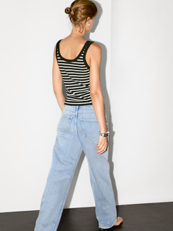 Massimo Dutti Топ на бретелях в полоску, черный