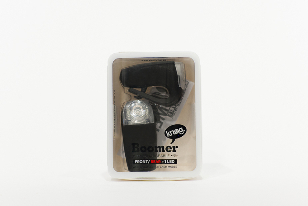 Велофонарь Knog Boomer USB Twinpack / перед + зад белый