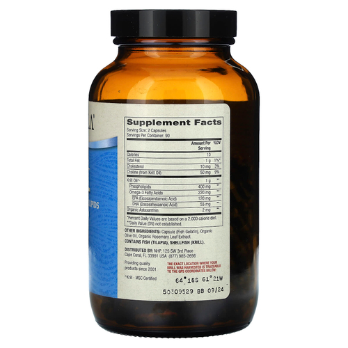 Dr. Mercola, Масло антарктического криля, 180 капсул