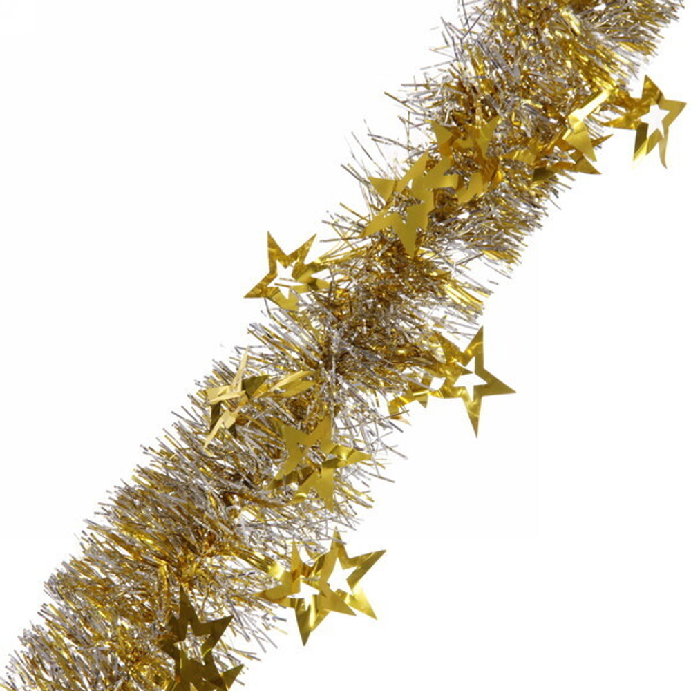 Мишура 2м 8см «Звезда», Золото/золото
