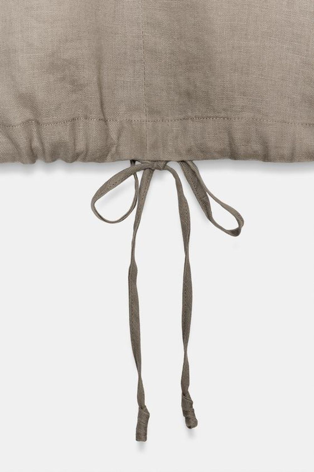 ZARA ТОП ИЗ 100% ЛЬНА НА ШНУРКАХ — ZW COLLECTION, СЕРОВАТО-КОРИЧНЕВЫЙ