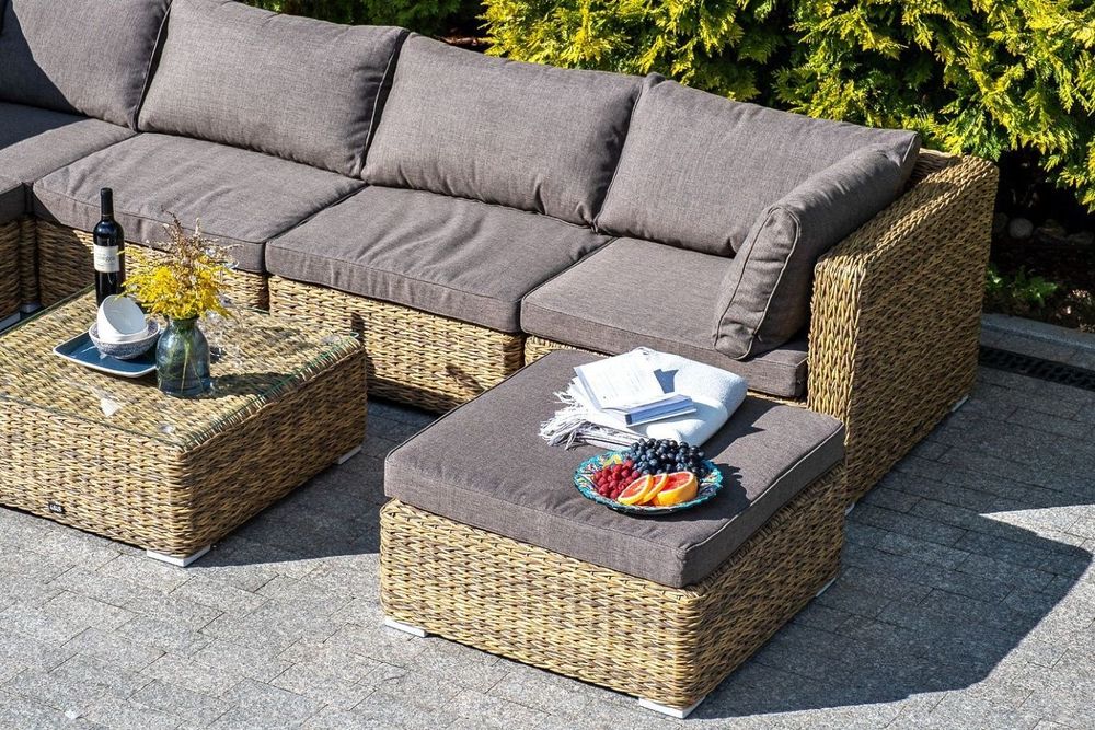 "Лунго" модуль диванный прямой с подушками, цвет соломенный (гиацинт)