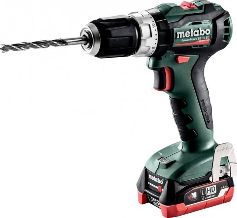 Аккумуляторная дрель-шуруповерт METABO PowerMaxx SB 12 BL 2x4.0 Ач LiHD ударная, бесщеточная 601077800