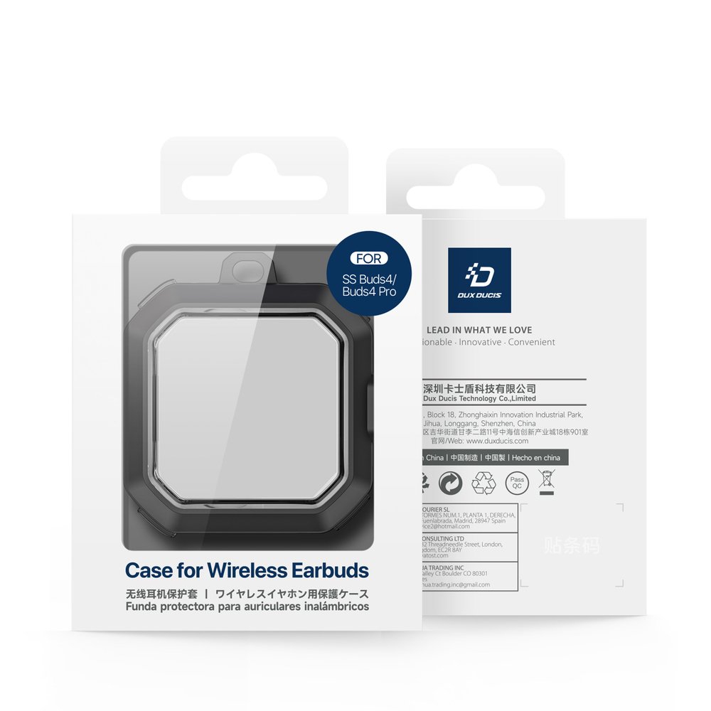Чехол с черными рамками из TPU и PC для наушников Samsung Buds4 и Buds 4 Pro, серия SECD Series Case от Dux Ducis