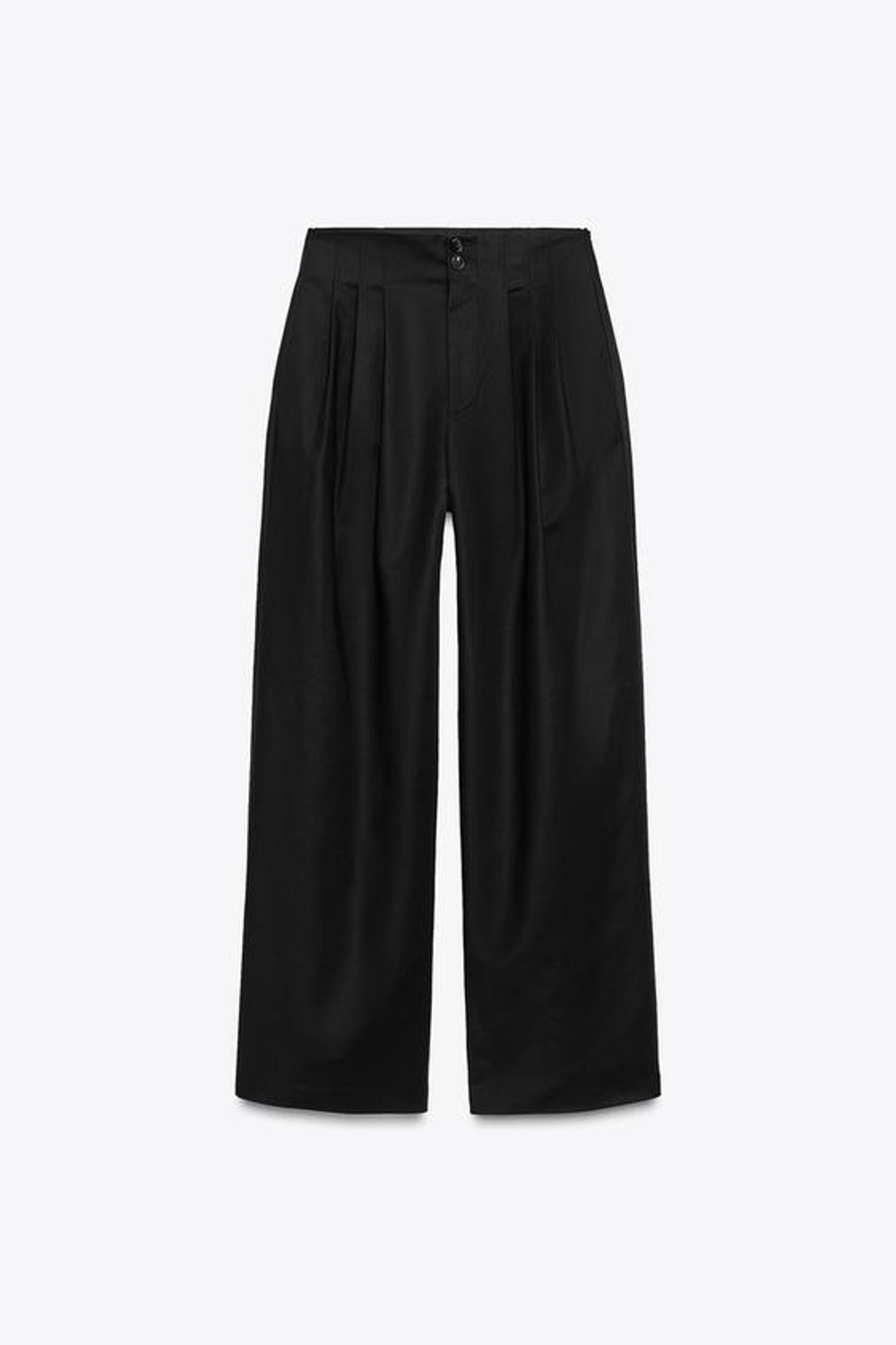 ZARA БРЮКИ С ЗАЩИПАМИ — ZW COLLECTION, ЧЕРНЫЙ