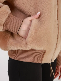 Двусторонняя дубленка зимняя шуба натуральная с капюшоном