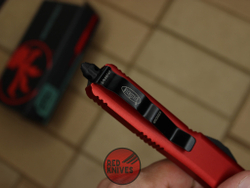 Нож Microtech Ultratech Helhound H/E - красная рукоять, черный клинок + запчасти RK-351