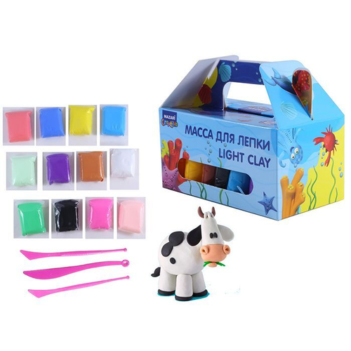 Супер-легкий пластилин, набор 12цв+стеки, MAZARI