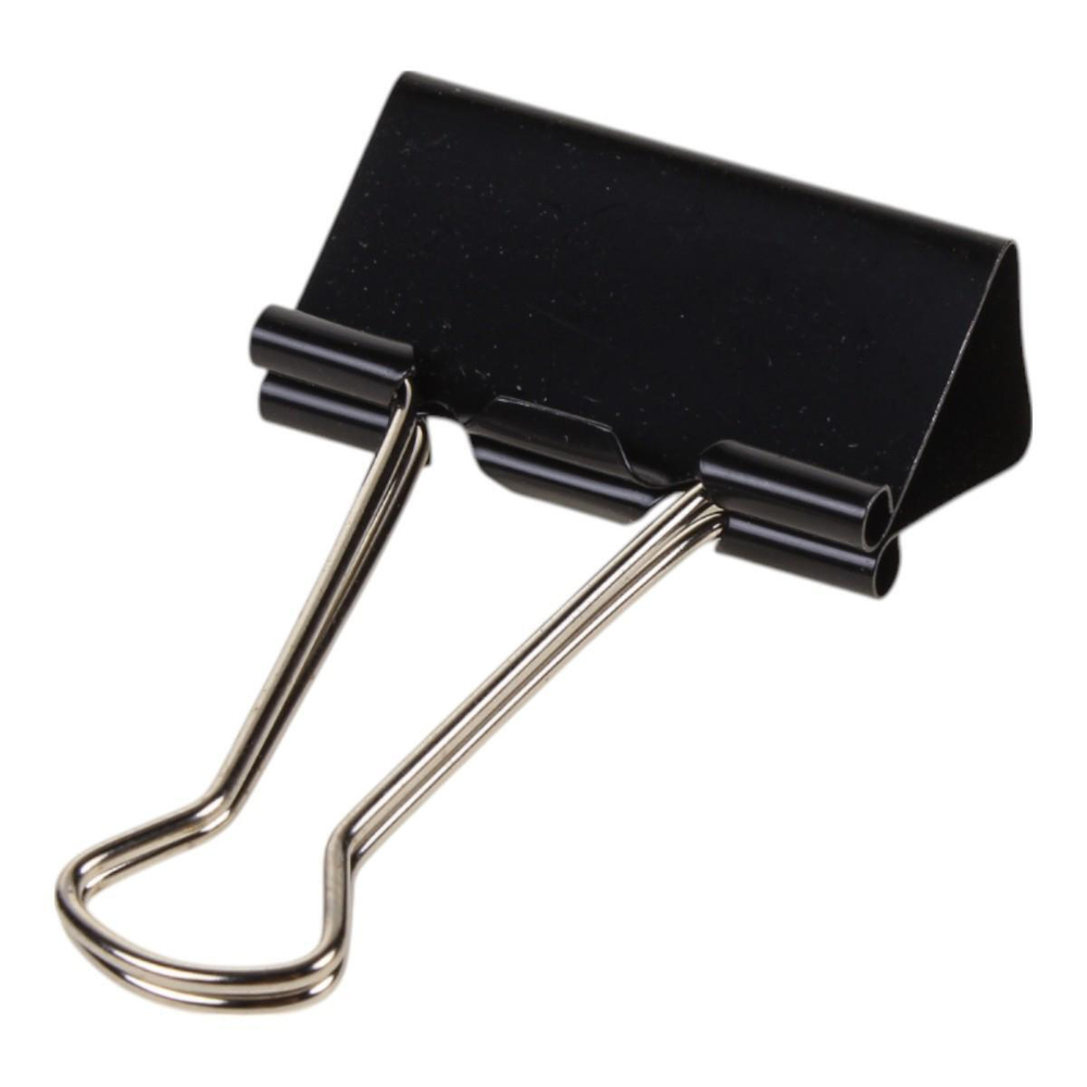 Зажимы для бумаг 41мм, 12 шт, черные, картонная коробка