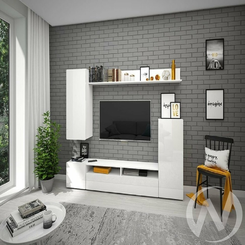 Гостиная Диаманд (белый/белый глянец)