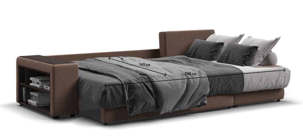 Угловой диван Дубай Велюр Монолит мокко, Велюр Монолит латте