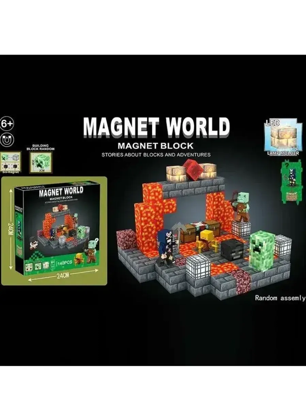 Магнитный Конструктор Майнкрафт Нижний мир 140 деталей