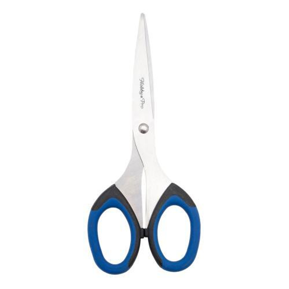 590446 Ножницы для дома и офиса, 16,5 см/6 1/2', силиконовые ручки SOFT, синий/черный, Hobby&Pro