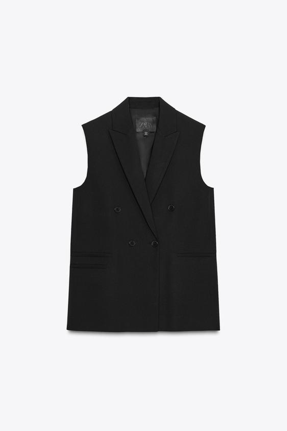 ZARA ДВУБОРТНЫЙ ЖИЛЕТ ОВЕРСАЙЗ — ZW COLLECTION, ЧЕРНЫЙ