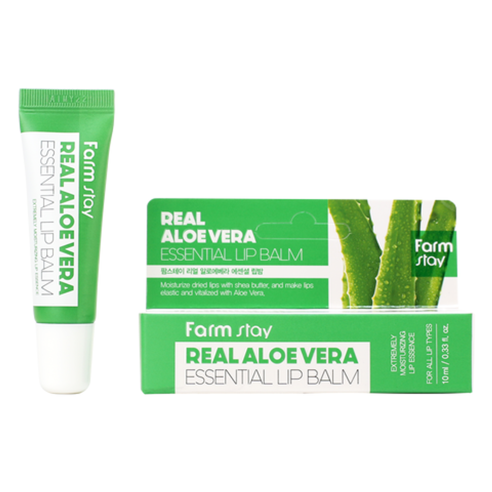 FarmStay Real Aloe Vera Essential Lip Balm увлажняющий бальзам для губ с алоэ