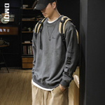 Мужская толстовка в американском ретро-стиле на весну и осень, очень большая, на флисовой подкладке, без капюшона, с длинным рукавом, в стиле Чжуншань.