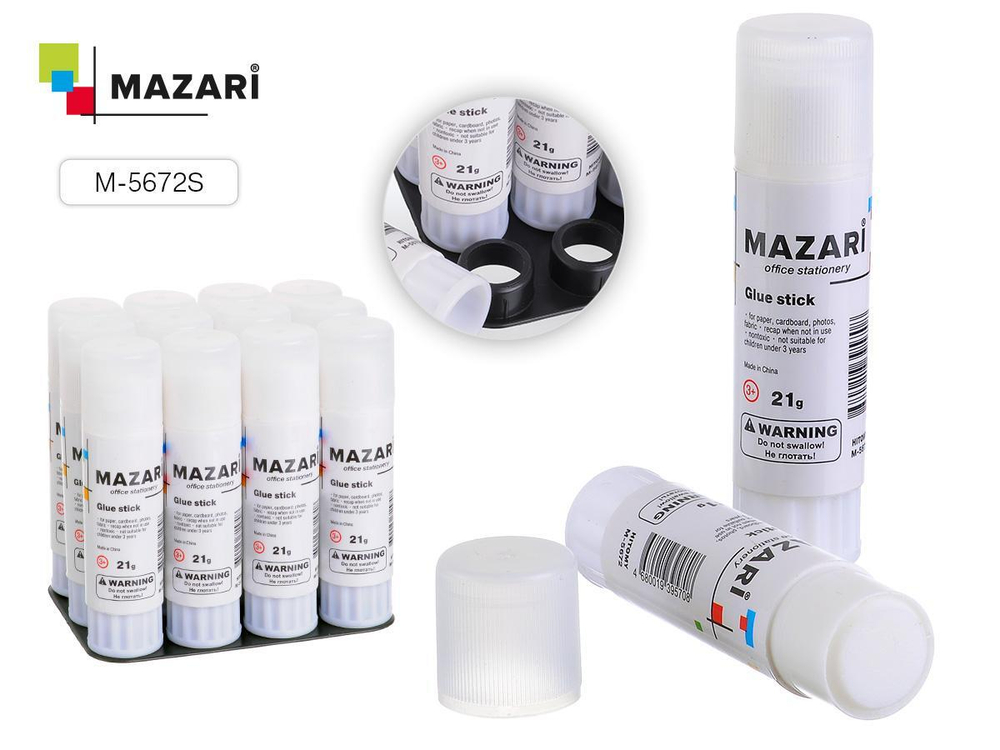 Клей-карандаш 21г. ПВА "Hitomy" для бумаги, картона, фотографий, ткани (Mazari)