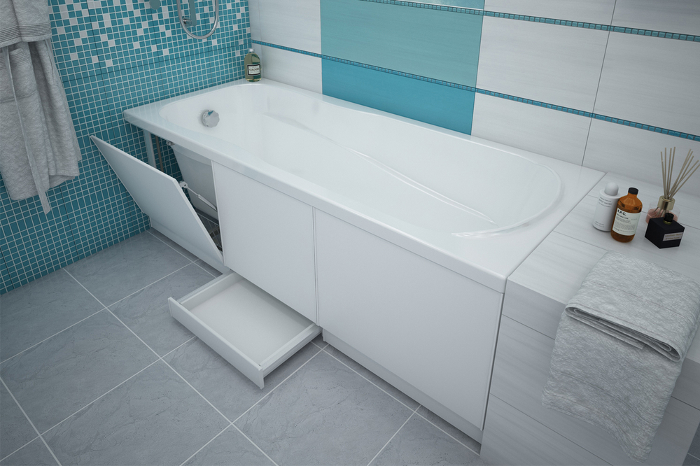 Водостойкий экран под ванну с выдвижным ящиком