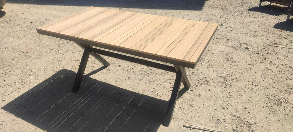 Алюминиевый прямоугольный стол ПОЛИВУД-12 150*80  цвет тик арт.1034