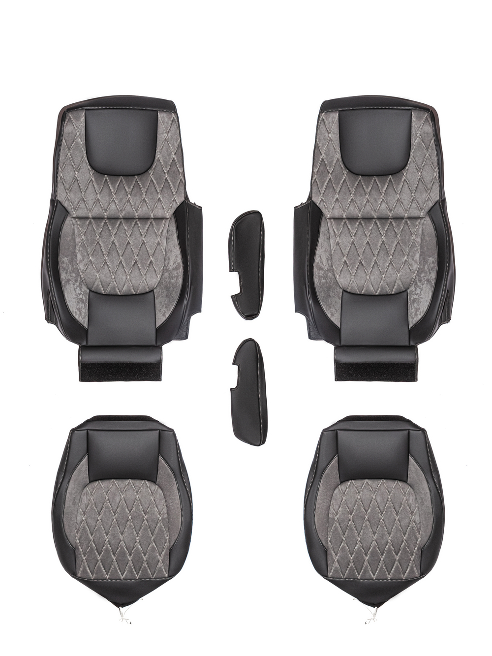 Чехлы Люкс Daf XF-105 c 2012 года (экокожа, черный, серая вставка)