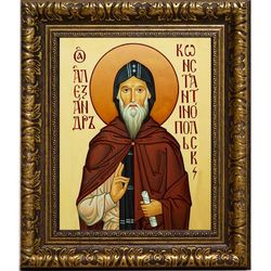 Александр Константинопольский Святой преподобный. Икона на холсте.