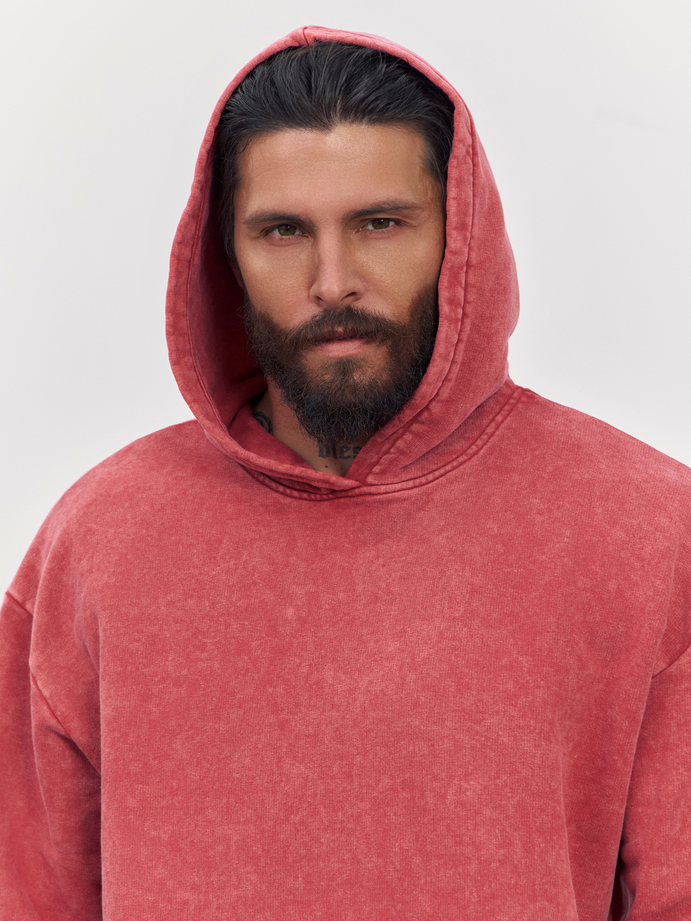 Худи garment dyed (бордовый)