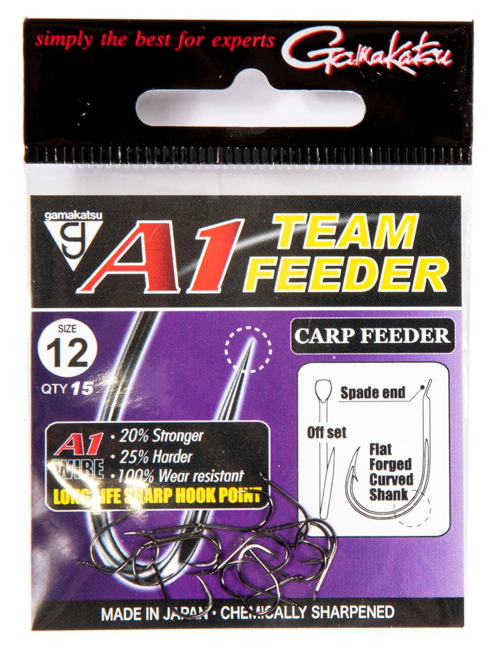 Крючки Gamakatsu A1 Team Feeder HOOKS CARP FEEDER размер 12 (упк.15шт.)