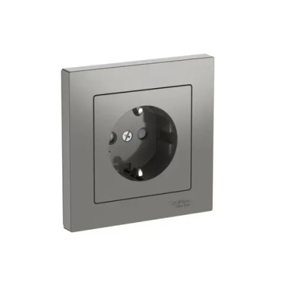 ATLASDESIGN РОЗЕТКА с заземлением со шторками, 16А, в сборе, быстрозажим. клем., СТАЛЬ