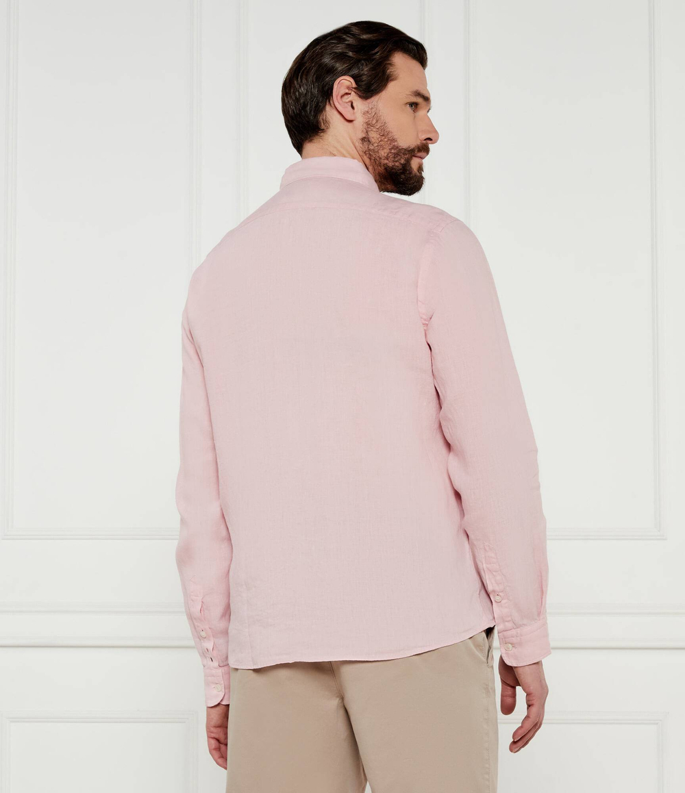 Льняная рубашка H-LIAM-BD-E-C1-243 BOSS BLACK - пудро-розовый(50522592)
