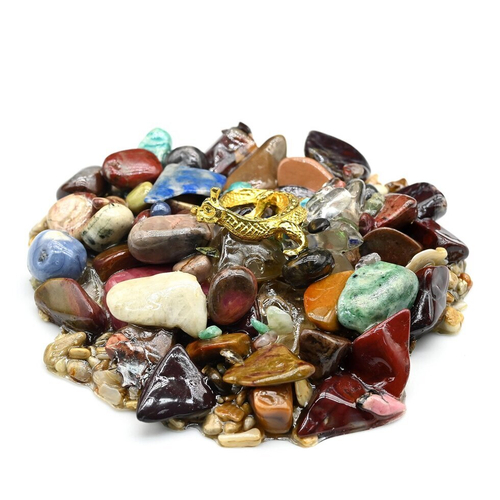 Сувенир горка "Уральские самоцветы" с ящеркой 80*80*25мм