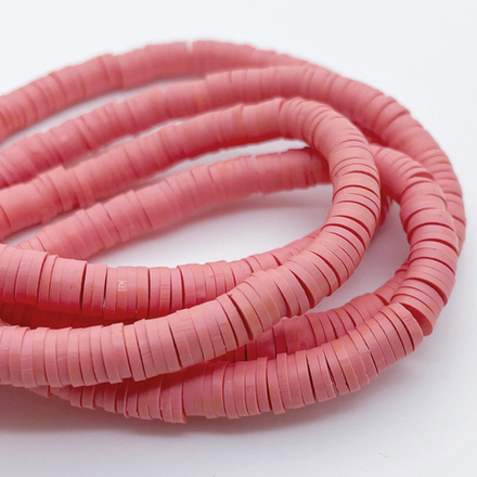 Бусина-диск, цвет темно-розовый , размер 6 мм, цена за нить 40 см