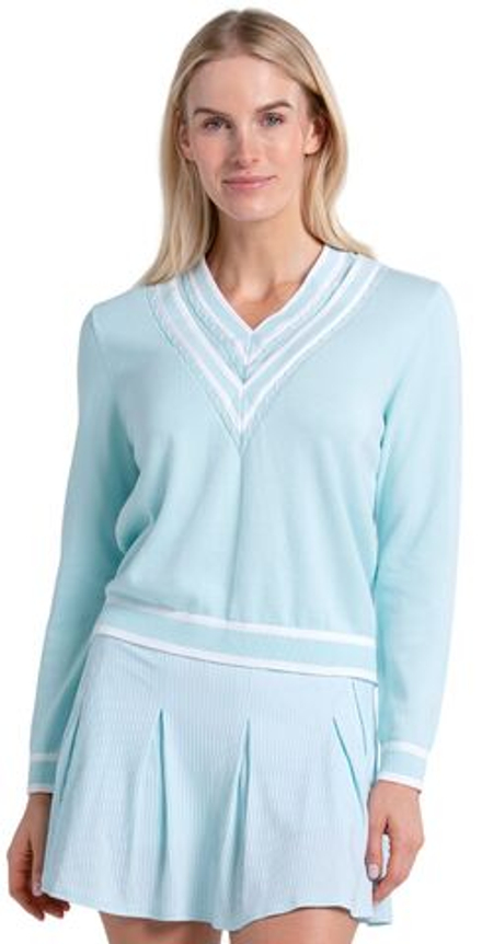 Женская теннисная куртка Lucky in Love Victory V-Neck Sweater - wave