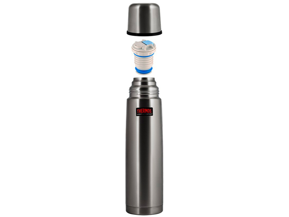 Термос для напитков THERMOS FBB-1000 Grey 1L, нержавеющая сталь, клапан, крышка-чашка, серый