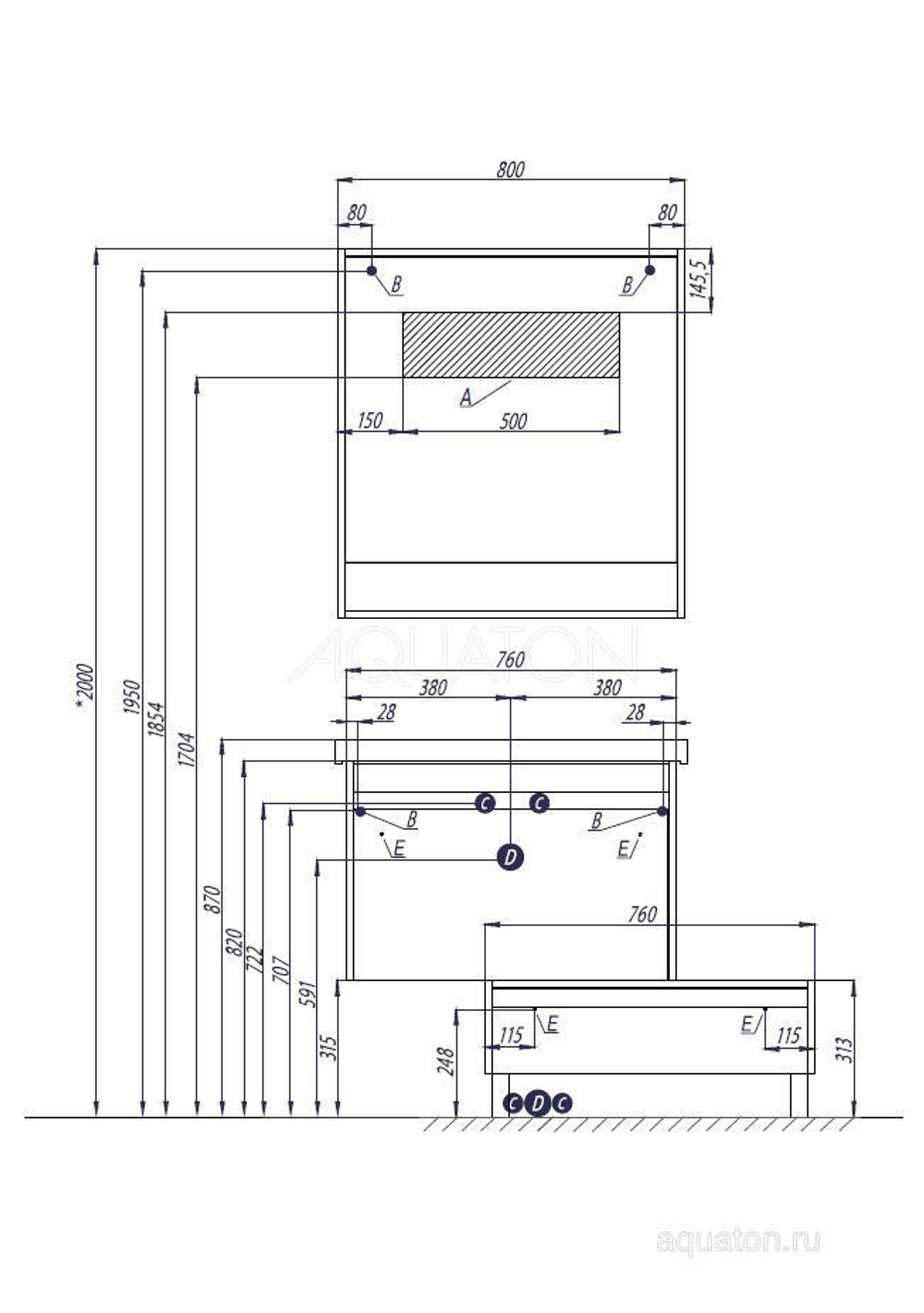 Зеркало AQUATON Капри 80 Таксония темная 1A230402KPDB0