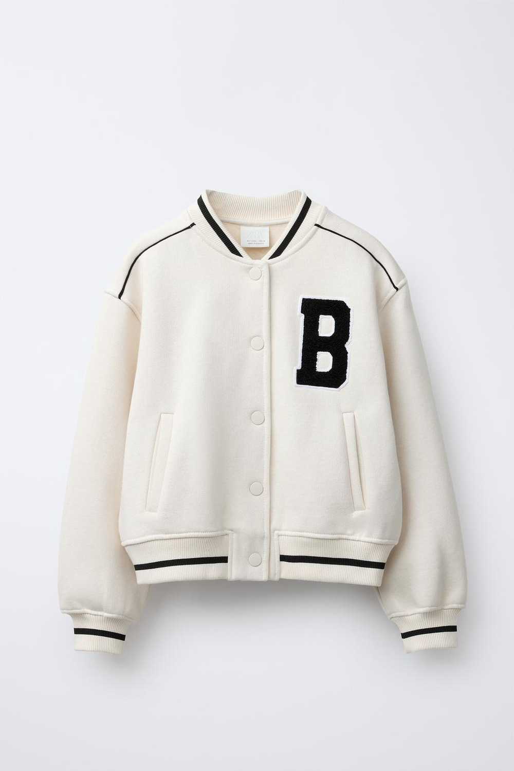 ZARA ФЛИСОВЫЙ БОМБЕР С ВЫШИВКОЙ, ЭКРЮ