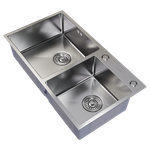 Мойка MIXLINE настольный монтаж 72х40 (3,0) 2-х чашева вып 3 1/2, 22см с сифоном сатин PRO (547240)